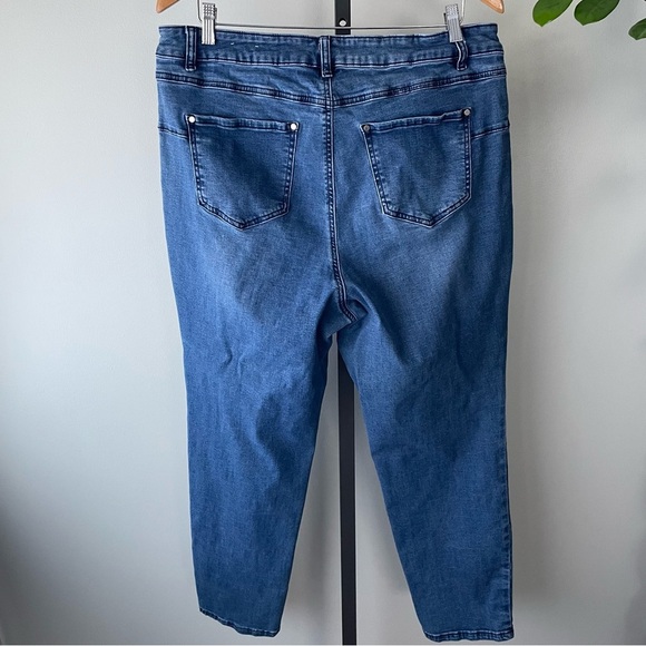 Laura Plus Embellished Pearl Rhinestone Sparkly Bling Denim Jeans Plus Size 16 - Picture 2 of 8